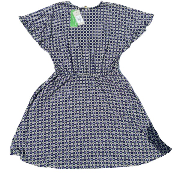 NWT Boden Women's Green Flutter Sleeve Jersey Dress in Moroccan Diamond(Sz 14R) - Picture 5 of 8